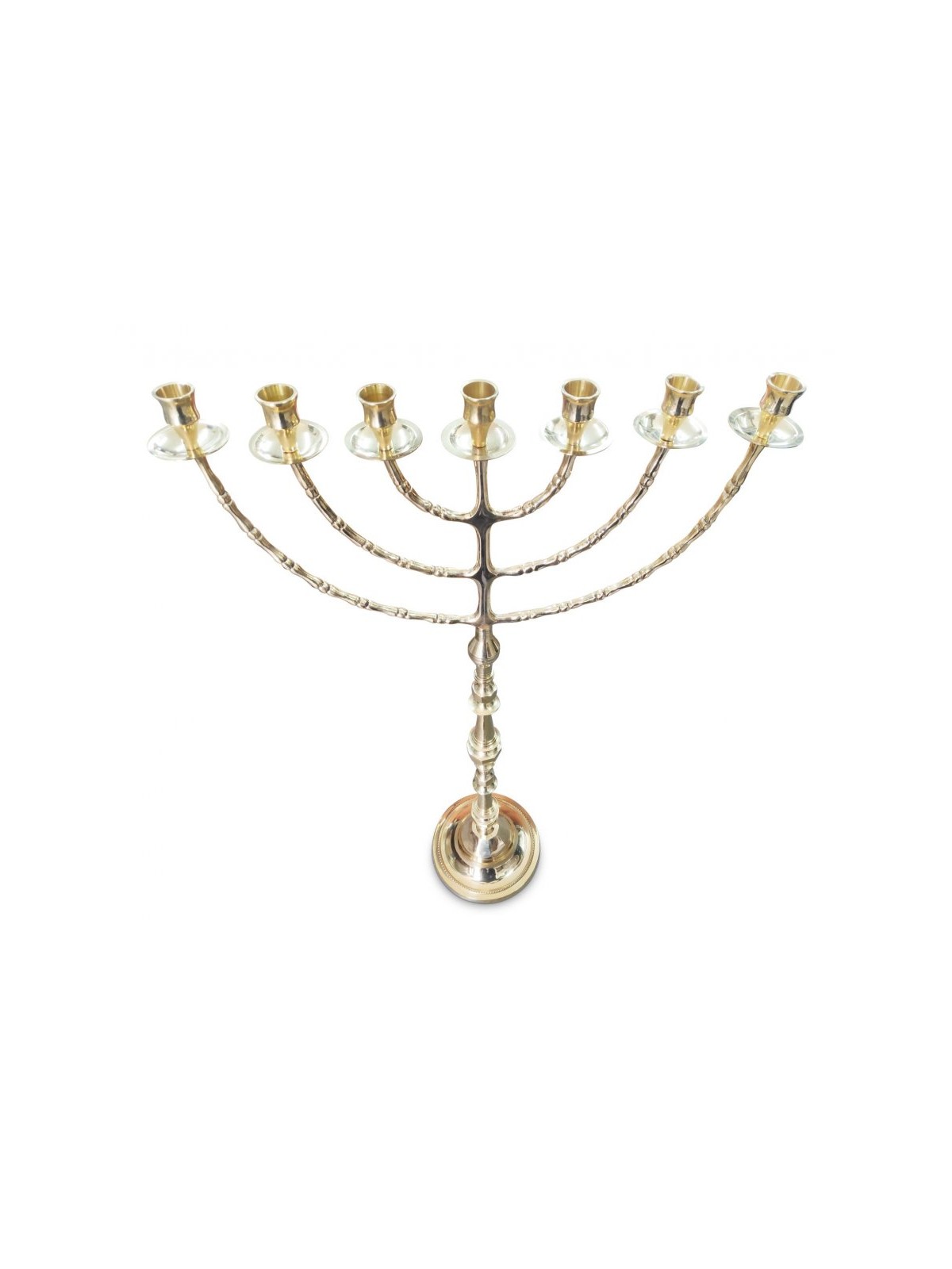 Extra Large Seven Branch Menorah on Stem Gold Br... | 7 Branch Menorah