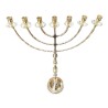 Extra Large Seven Branch Menorah on Stem Gold Br... | 7 Branch Menorah