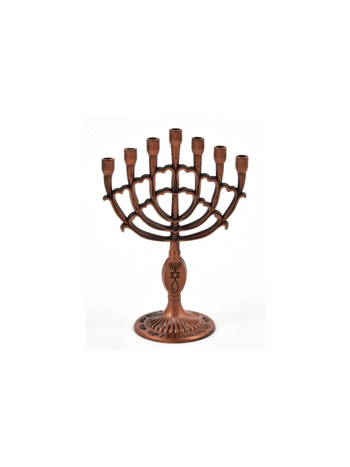 Decorative Mini 7 Branch Menorah with Fis... | Mini Decorative Menorah