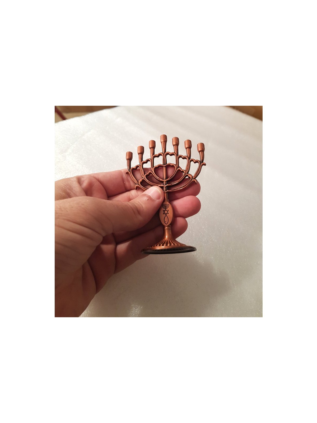 Decorative Mini 7 Branch Menorah with Fis... | Mini Decorative Menorah