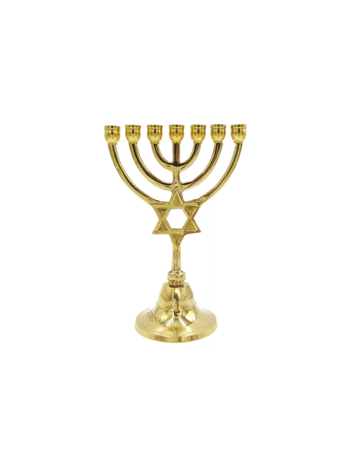 Small 7 Branch Menorah Gleaming Gold Brass with ... | 7 Branch Menorah