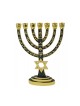 Gold 7 Branch Menorah Green Enamel with Star of ... | 7 Branch Menorah