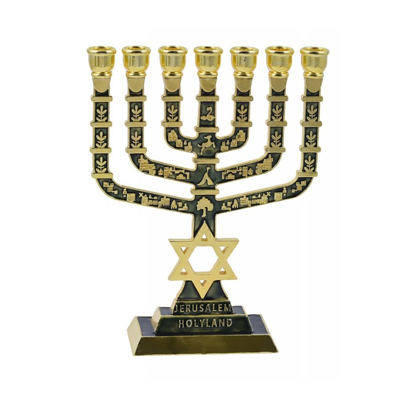 7 Branch Menorah Jerusalem Judaic Images Star of... | 7 Branch Menorah