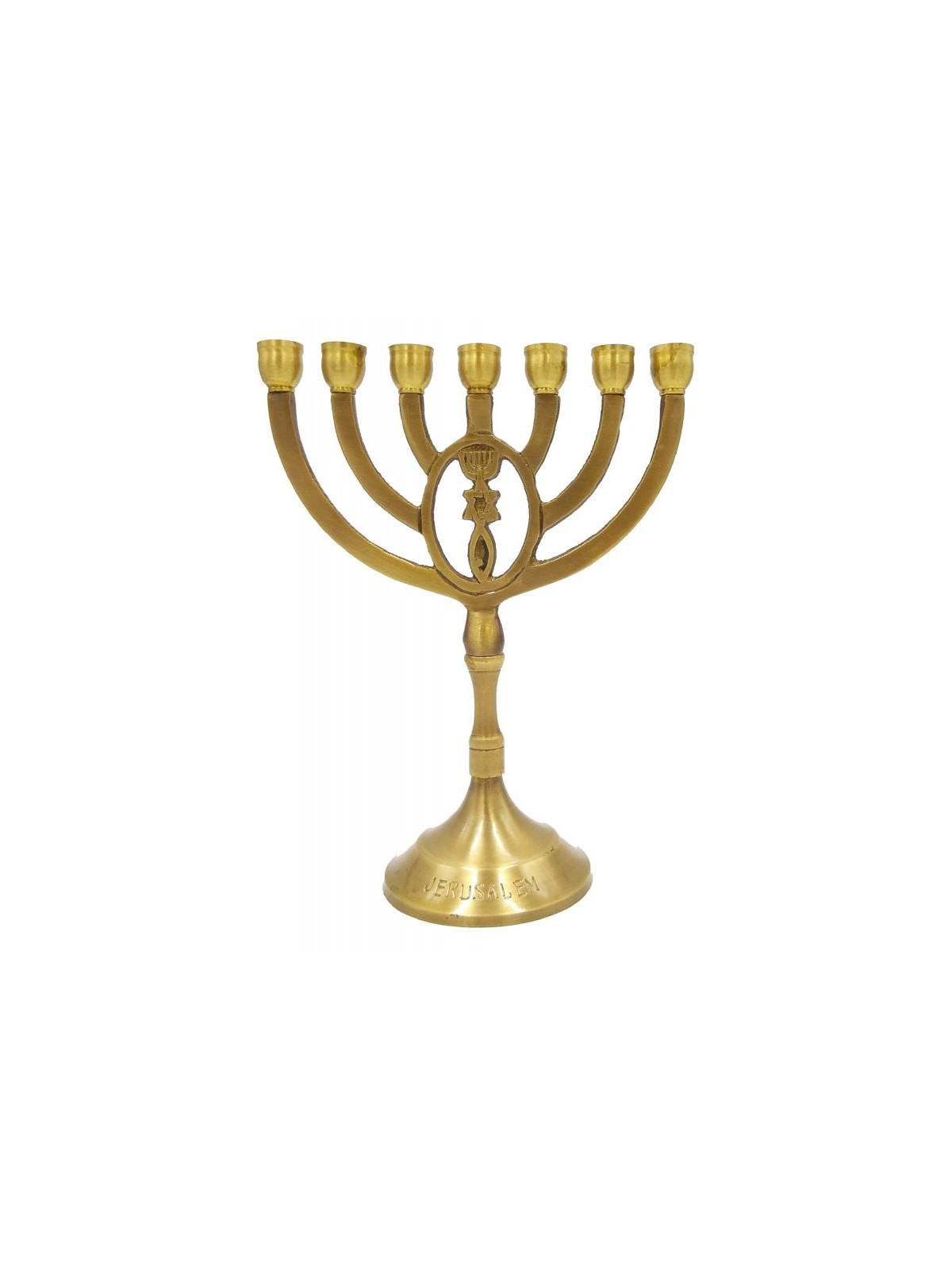 7 Branch Menorah with Grafted In Design Dark Gol... | 7 Branch Menorah