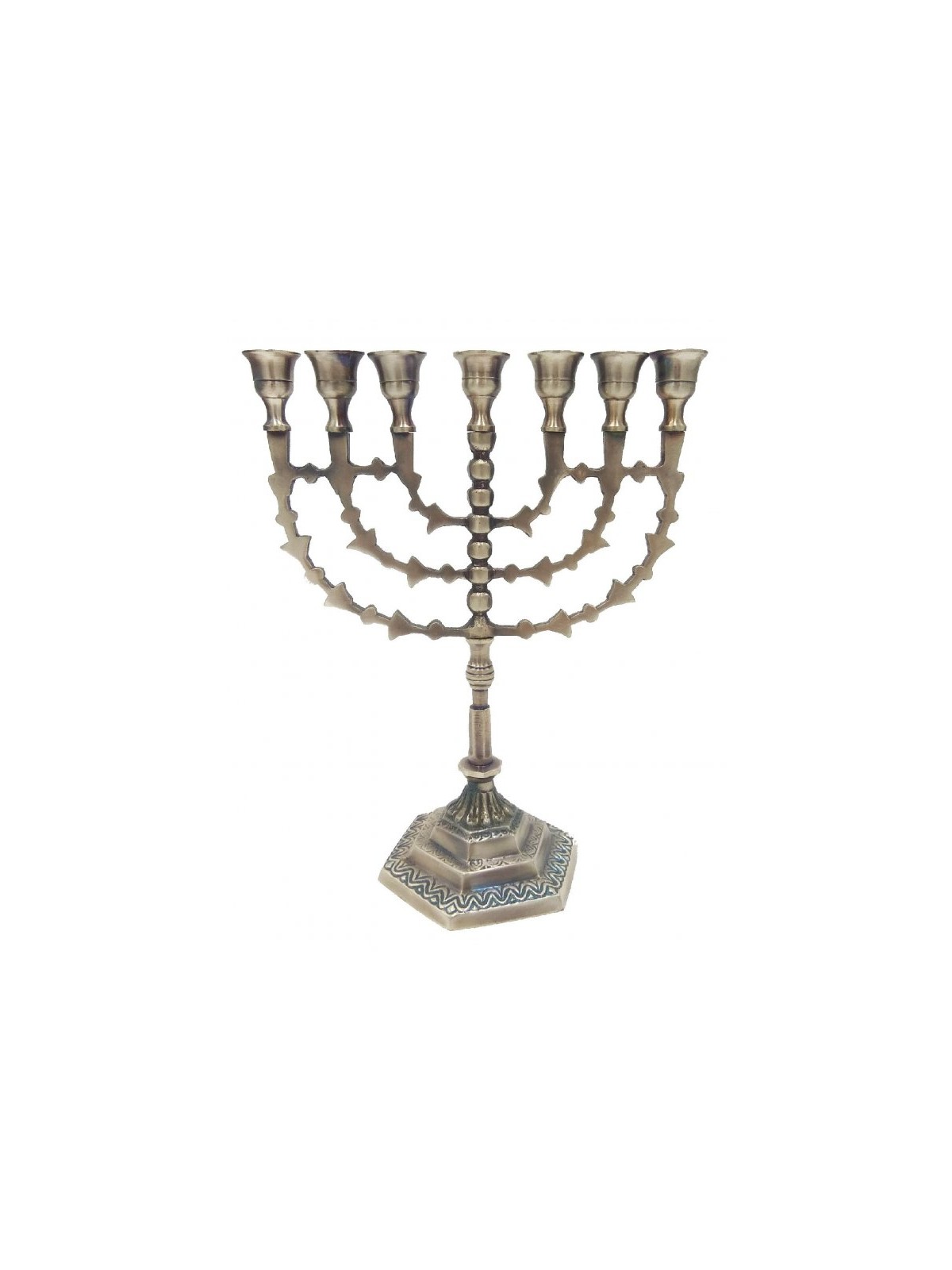 Seven Branch Menorah with Arrow Design Branches ... | 7 Branch Menorah