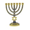 7 Branch Gold Menorah with Gray Enamel Judaic Sy... | 7 Branch Menorah