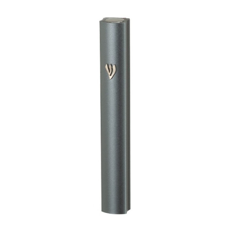 Aluminum Mezuzah Case with Side Channel Dark Gray | Aluminium Mezuzah
