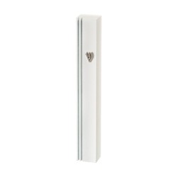 White Aluminum Mezuzah Case with Side Channel I... | Aluminium Mezuzah