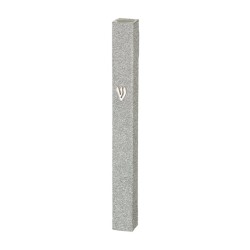 Étui Mezouza en aluminium à paillettes argentées avec... | Mezouza en aluminium