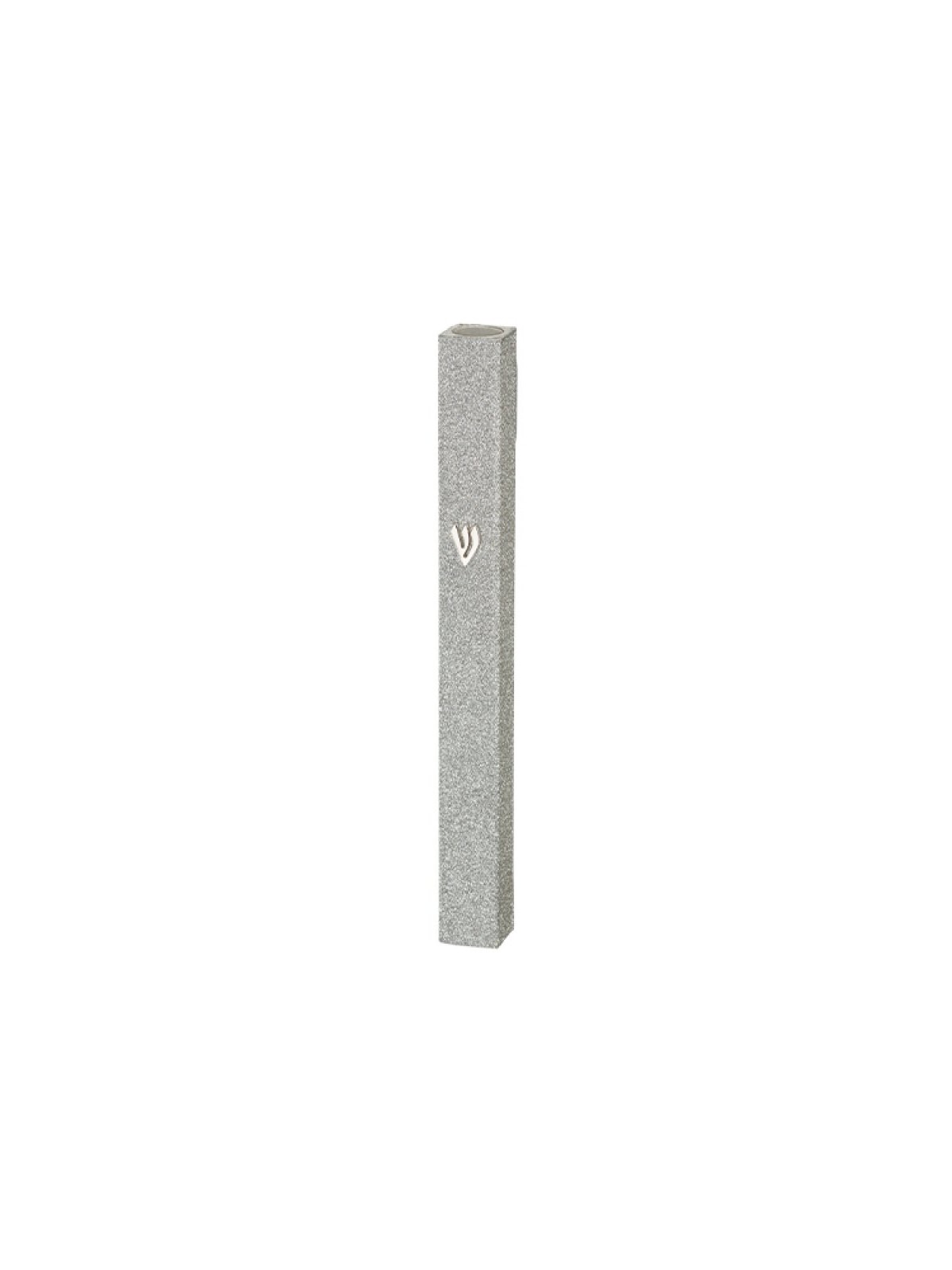 Étui Mezouza en aluminium à paillettes argentées avec... | Mezouza en aluminium
