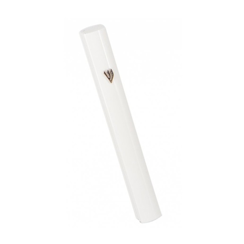 Boîtier Mezouza en aluminium arrondi blanc, brillant argenté... | Mezouza en aluminium