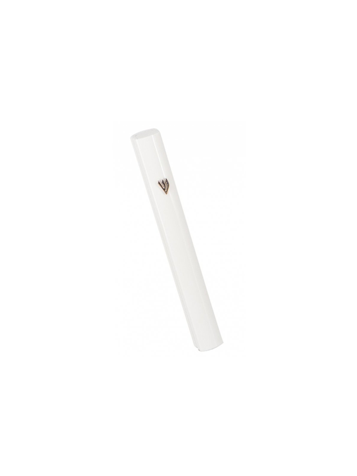 White Rounded Aluminum Mezuzah Case Silver Shin... | Aluminium Mezuzah