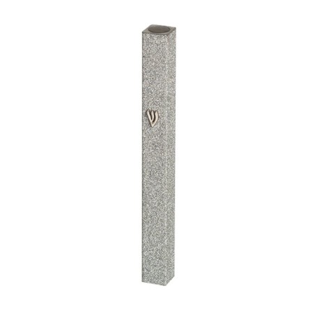 Étui Mezouza en aluminium argenté scintillant avec si... | Mezouza en aluminium