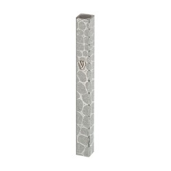 Étui Mezouza en aluminium argenté avec motif à bulles... | Mezouza en aluminium