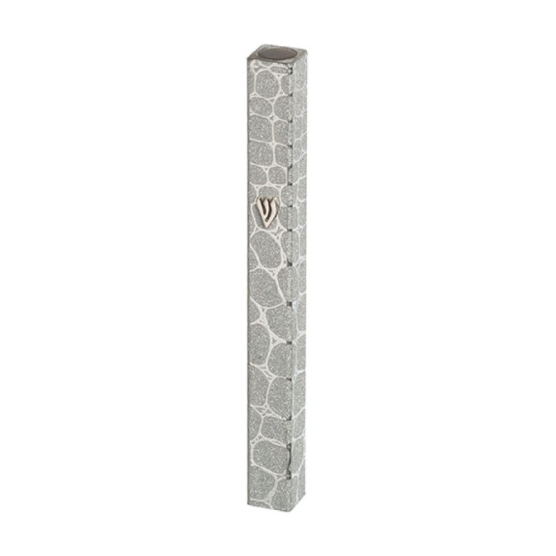 Silver Aluminum Mezuzah Case with Bubble Design... | Aluminium Mezuzah