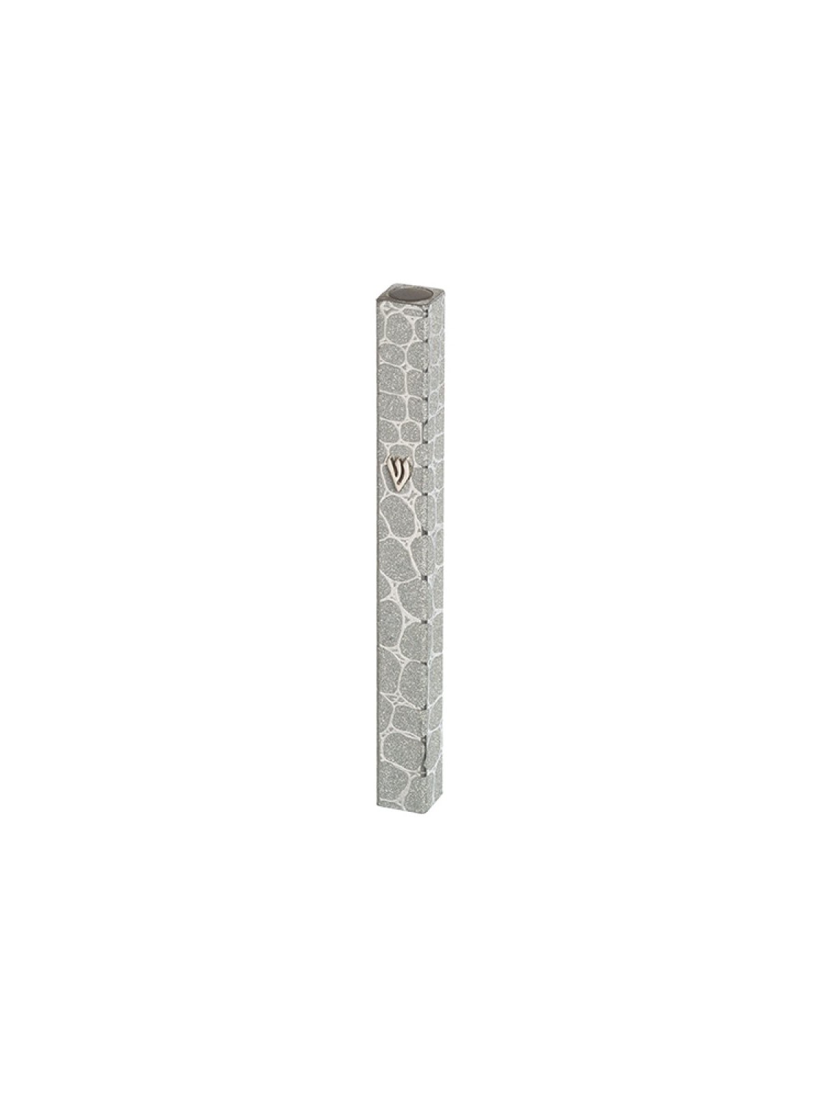 Silver Aluminum Mezuzah Case with Bubble Design... | Aluminium Mezuzah