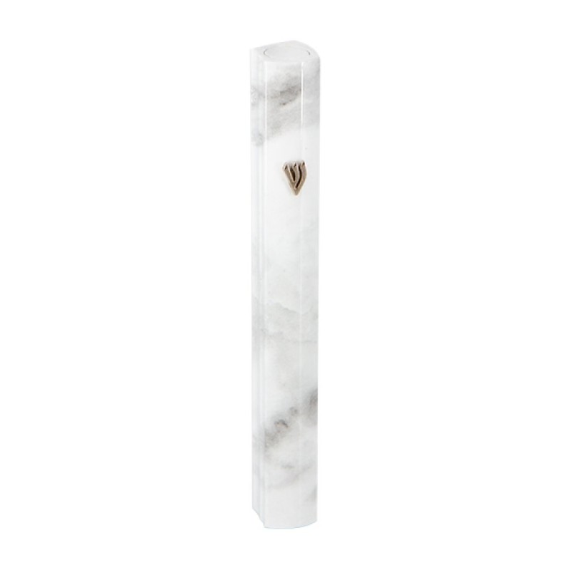 Gray and White Marble Aluminum Mezuzah Case Sid... | Aluminium Mezuzah