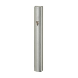 Rounded Silver Matte Aluminum Mezuzah Case Side... | Aluminium Mezuzah