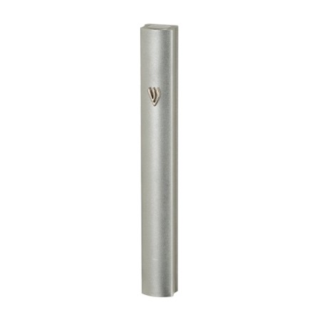 Rounded Silver Matte Aluminum Mezuzah Case Side... | Aluminium Mezuzah