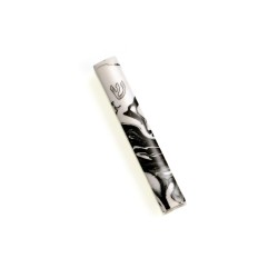 Mezuzah Case Black and White Wave Design with S... | Aluminium Mezuzah