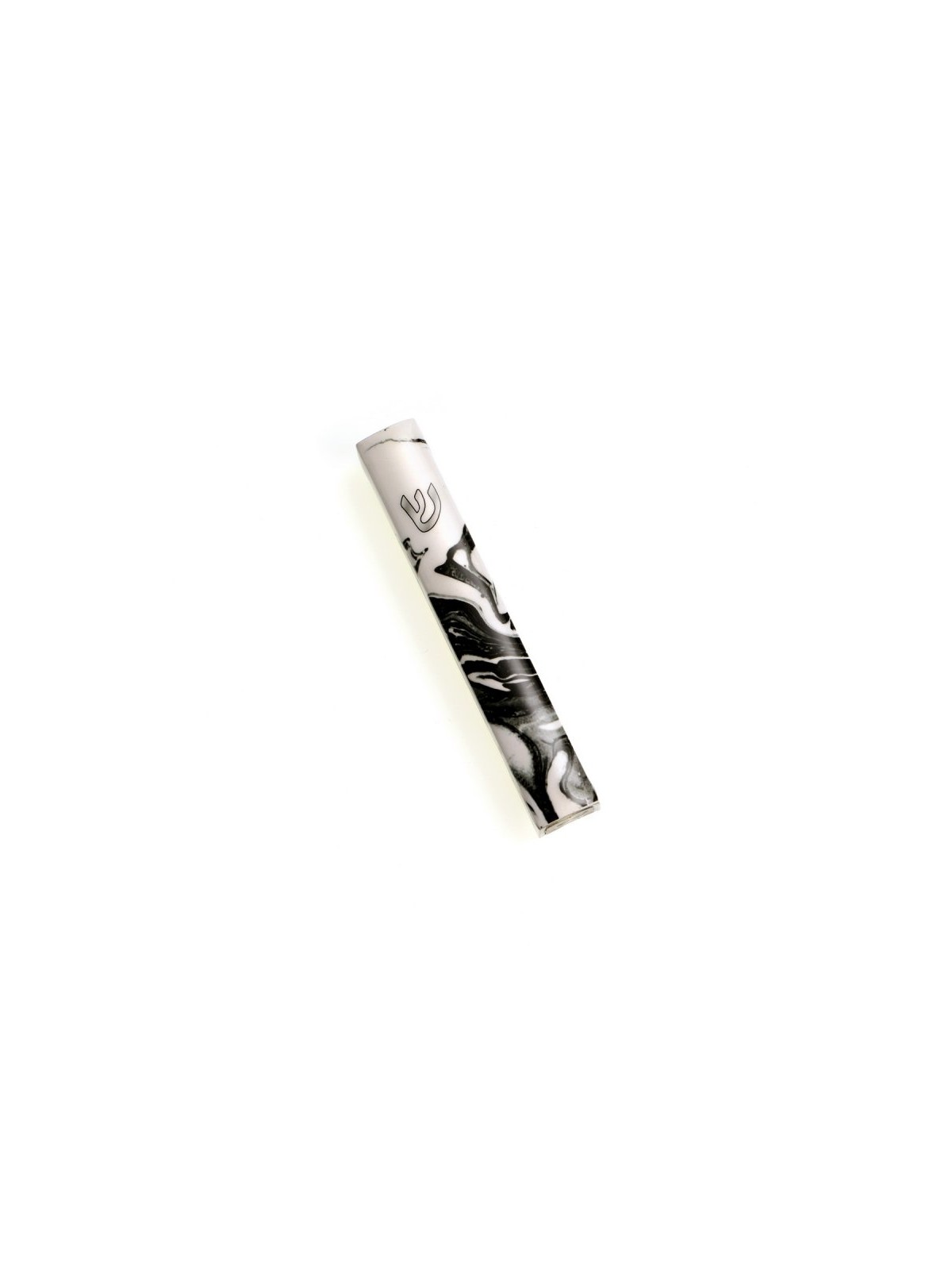 Mezuzah Case Black and White Wave Design with S... | Aluminium Mezuzah