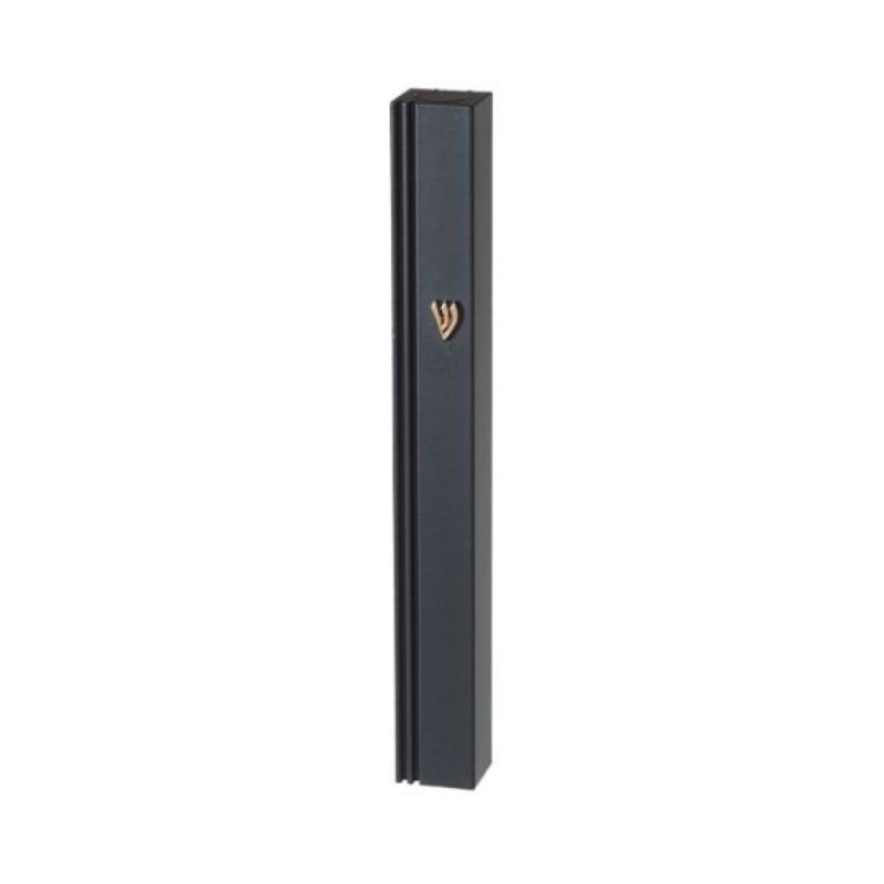 Black Aluminum Mezuzah Case with Side Channel G... | Aluminium Mezuzah