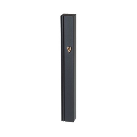 Black Aluminum Mezuzah Case with Side Channel G... | Aluminium Mezuzah