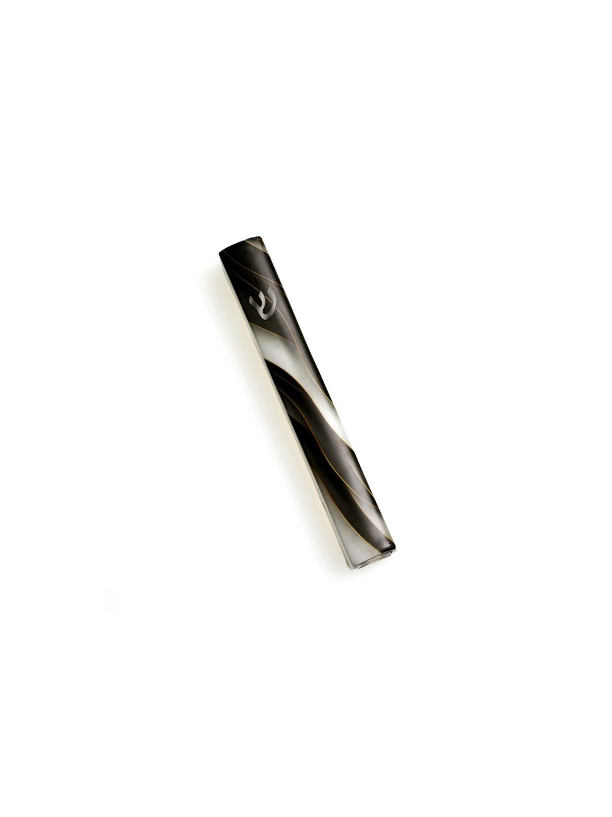 Mezuzah Case Black White Marble Design Silver S... | Aluminium Mezuzah