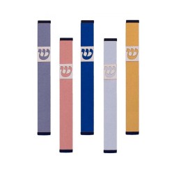 Agayof Pillar Mezuzah Case with Curving Shin Li... | Aluminium Mezuzah