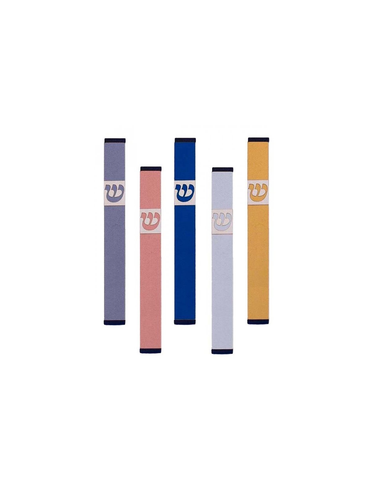 Agayof Pillar Mezuzah Case with Curving Shin Li... | Aluminium Mezuzah