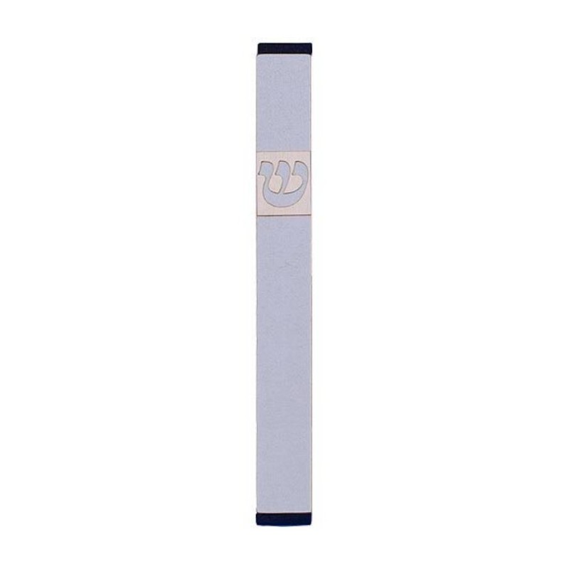 Agayof Pillar Mezuzah Case with Curving Shin Li... | Aluminium Mezuzah