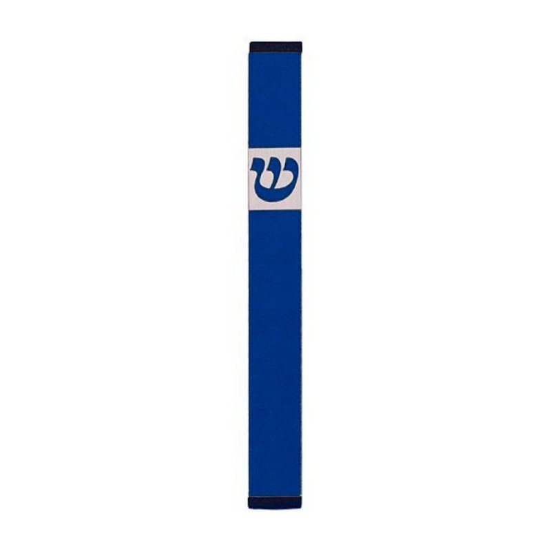 Agayof Pillar Mezuzah Case with Curving Shin Li... | Aluminium Mezuzah