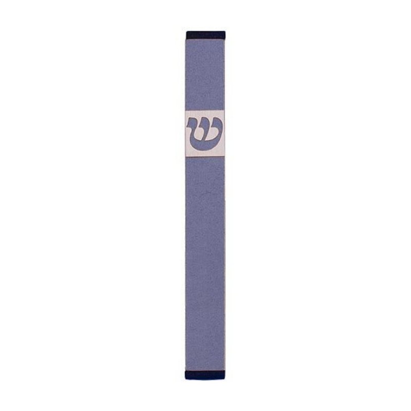 Agayof Pillar Mezuzah Case with Curving Shin Li... | Aluminium Mezuzah