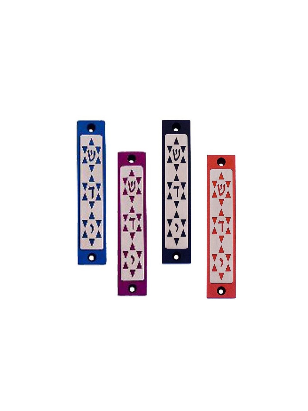 Agayof Mezuzah Case Three Stars of David in Dar... | Aluminium Mezuzah