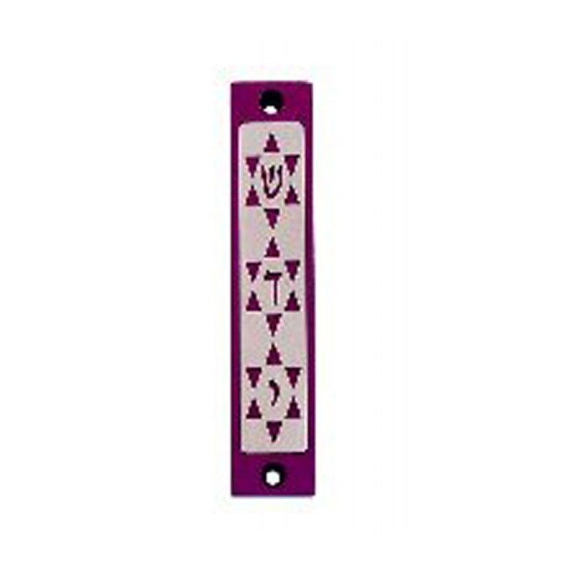 Agayof Mezuzah Case Three Stars of David in Dar... | Aluminium Mezuzah