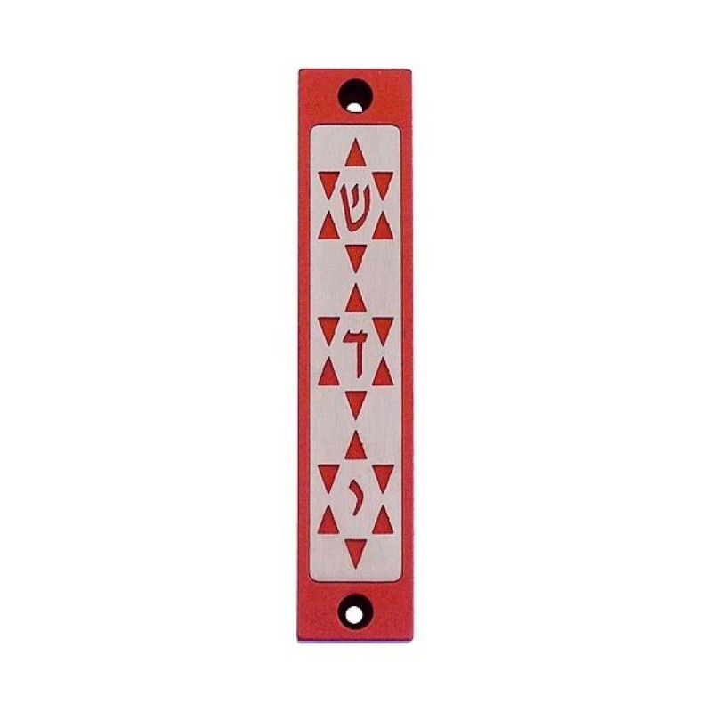 Agayof Mezuzah Case Three Stars of David in Dar... | Aluminium Mezuzah