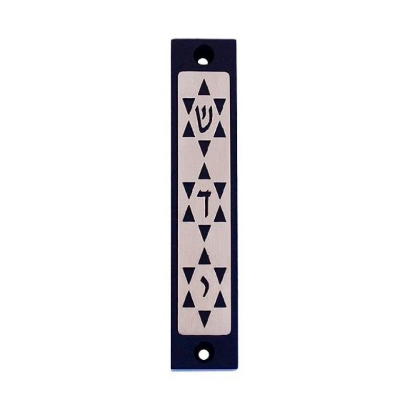 Agayof Mezuzah Case Three Stars of David in Dar... | Aluminium Mezuzah