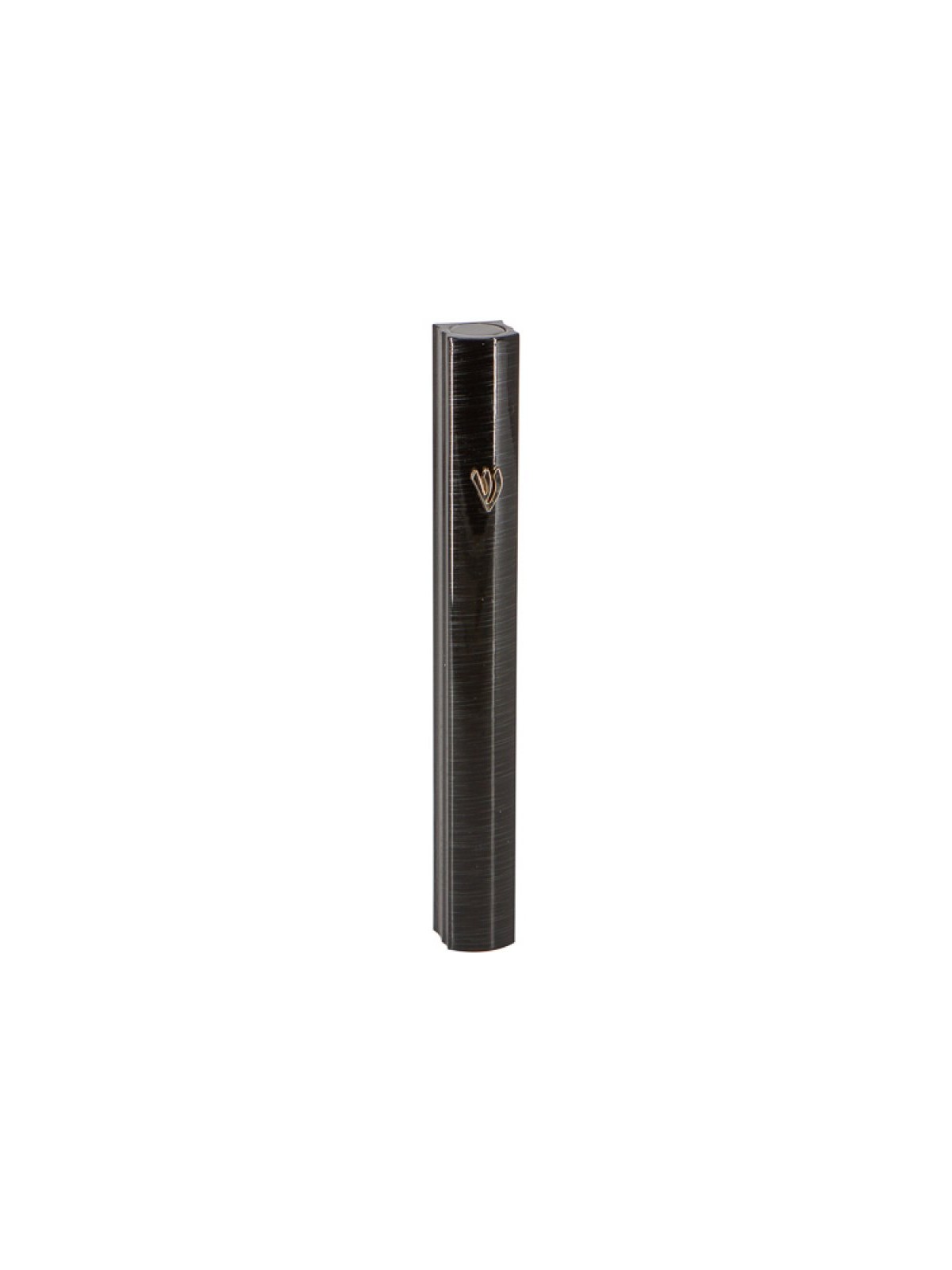 Black Aluminum Mezuzah Case with gray pinstripe... | Aluminium Mezuzah