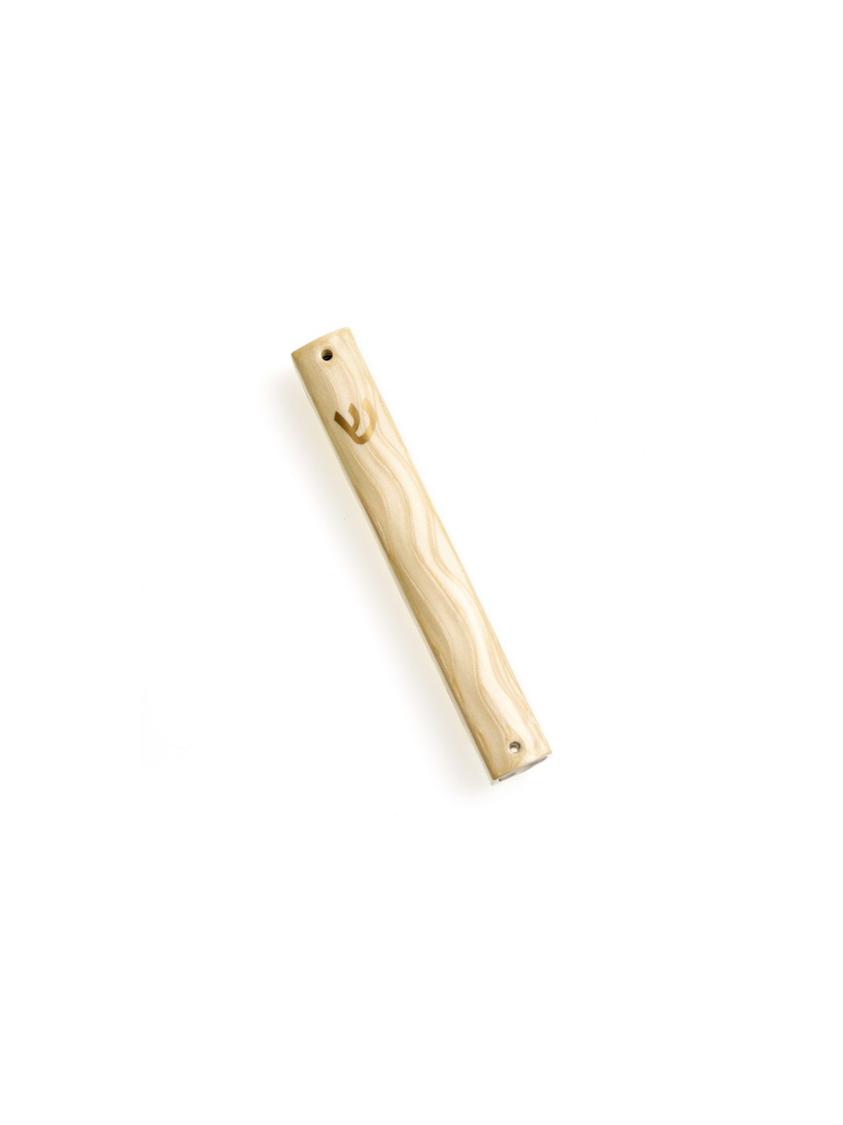 Ivory Mezuzah Case with Wave Design Gold Shin f... | Aluminium Mezuzah