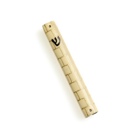 Ivory Aluminum Mezuzah Case Overlaid Gold Weste... | Aluminium Mezuzah