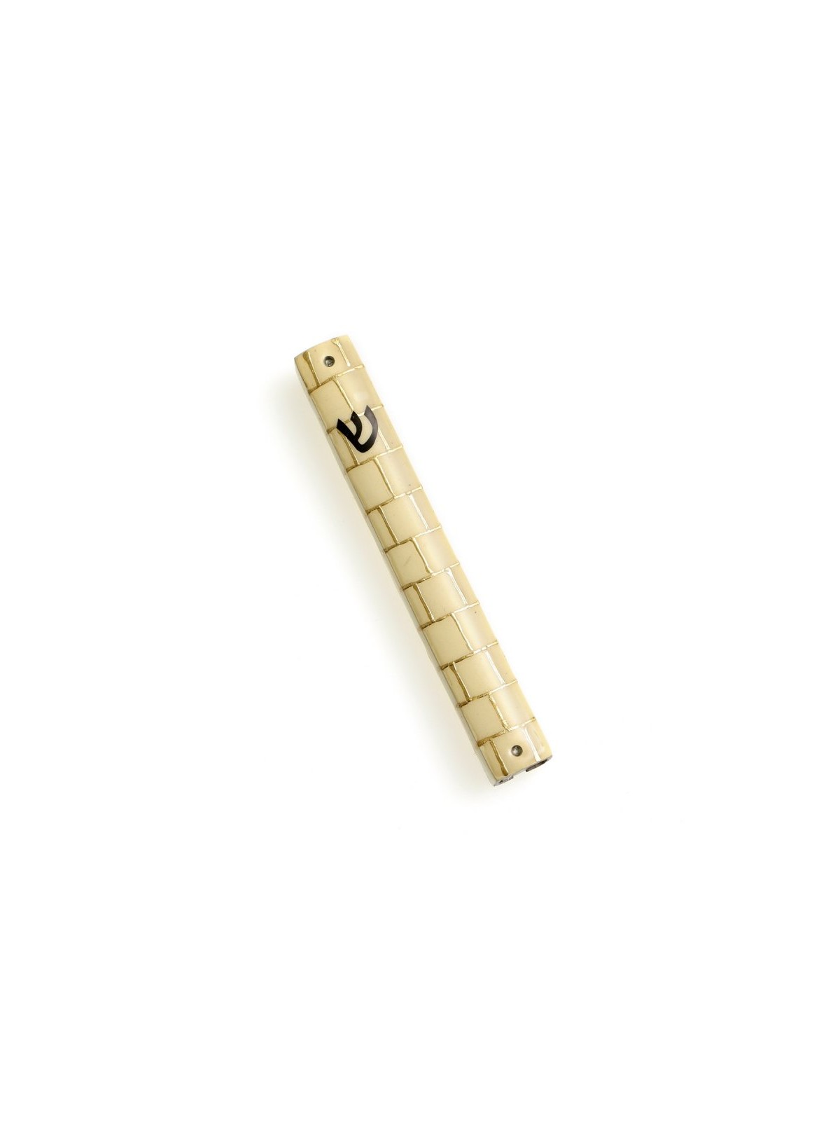Ivory Aluminum Mezuzah Case Overlaid Gold Weste... | Aluminium Mezuzah