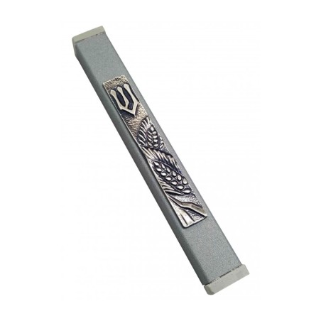 Gray Aluminum Mezuzah Case Elegant Shin and Whe... | Aluminium Mezuzah