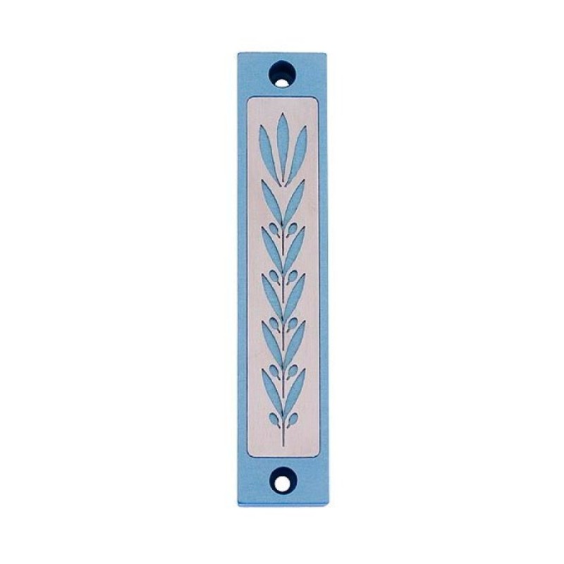 Agayof Mezuzah Case with Wheat Image in Light C... | Aluminium Mezuzah