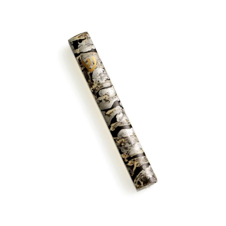 Mezuzah Case Gold and Gray Wave Design with Gol... | Aluminium Mezuzah