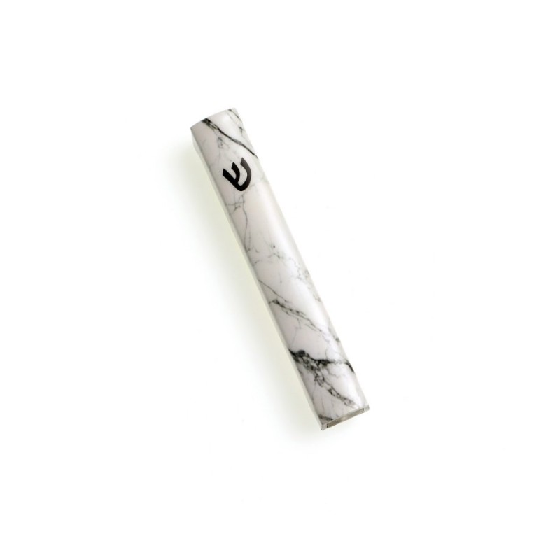 Marble Mezuzah Case Black and White with Black ... | Aluminium Mezuzah