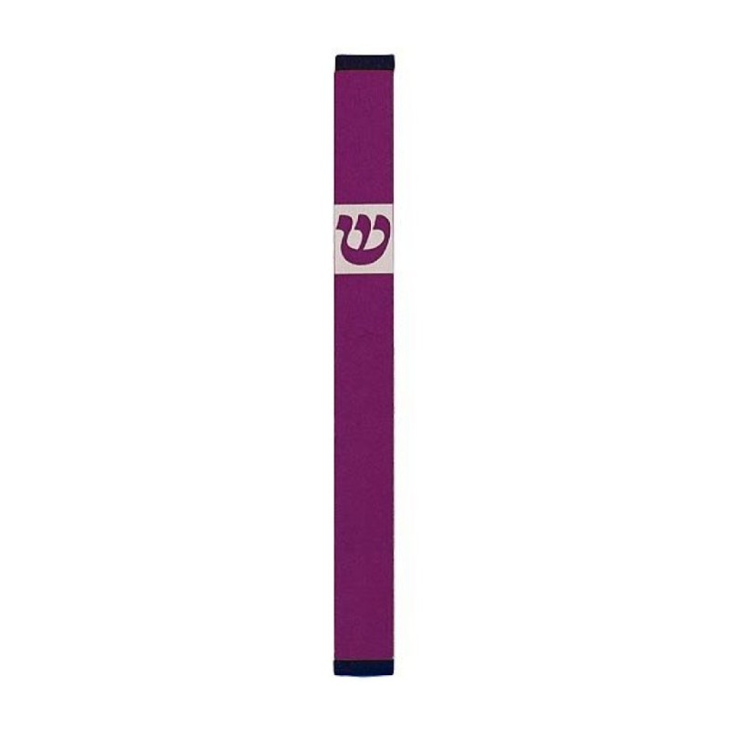 Agayof Pillar Mezuzah Case with Curving Shin Da... | Aluminium Mezuzah