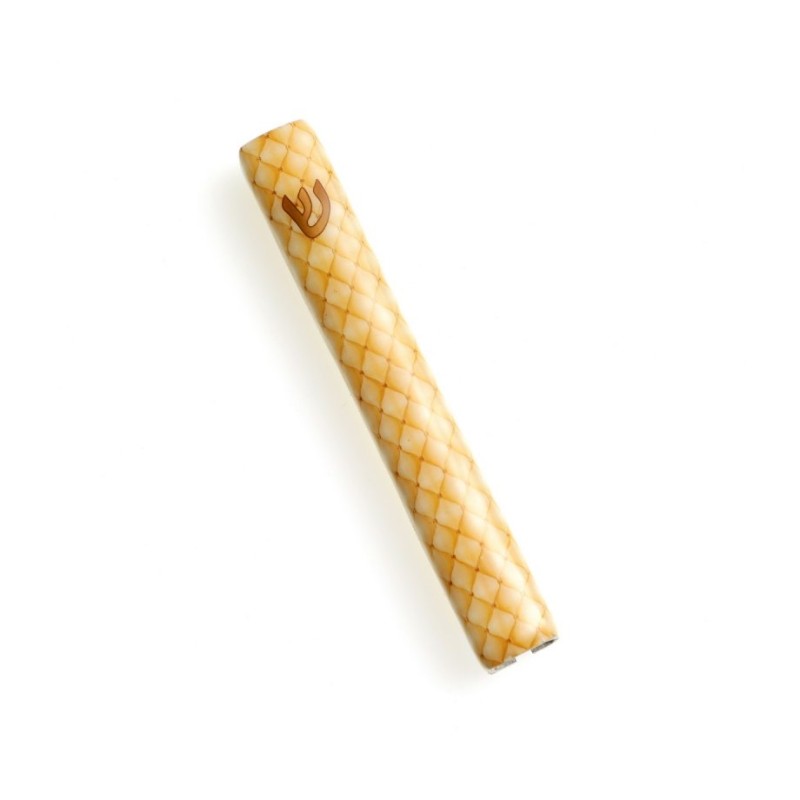 Gold Mezuzah Case with Diamond Design Gold Shin... | Aluminium Mezuzah