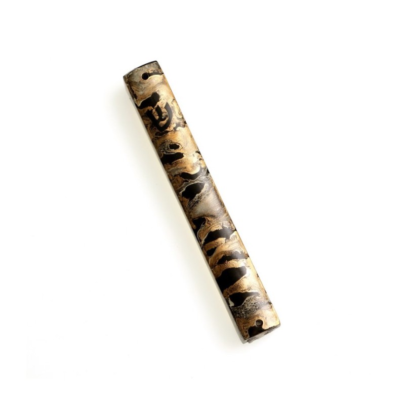 Mezuzah Case Gold and Gray Wave Design with Gol... | Aluminium Mezuzah