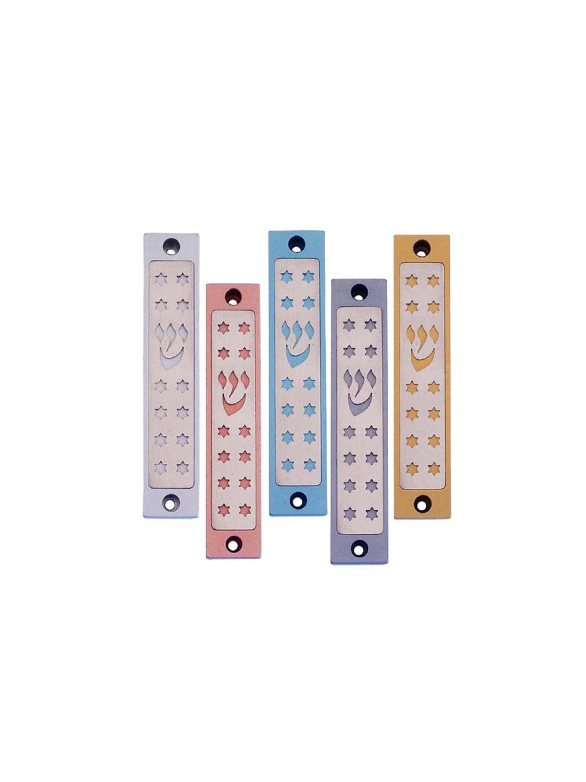 Agayof Mezuzah Case Twelve Stars of David in Li... | Aluminium Mezuzah