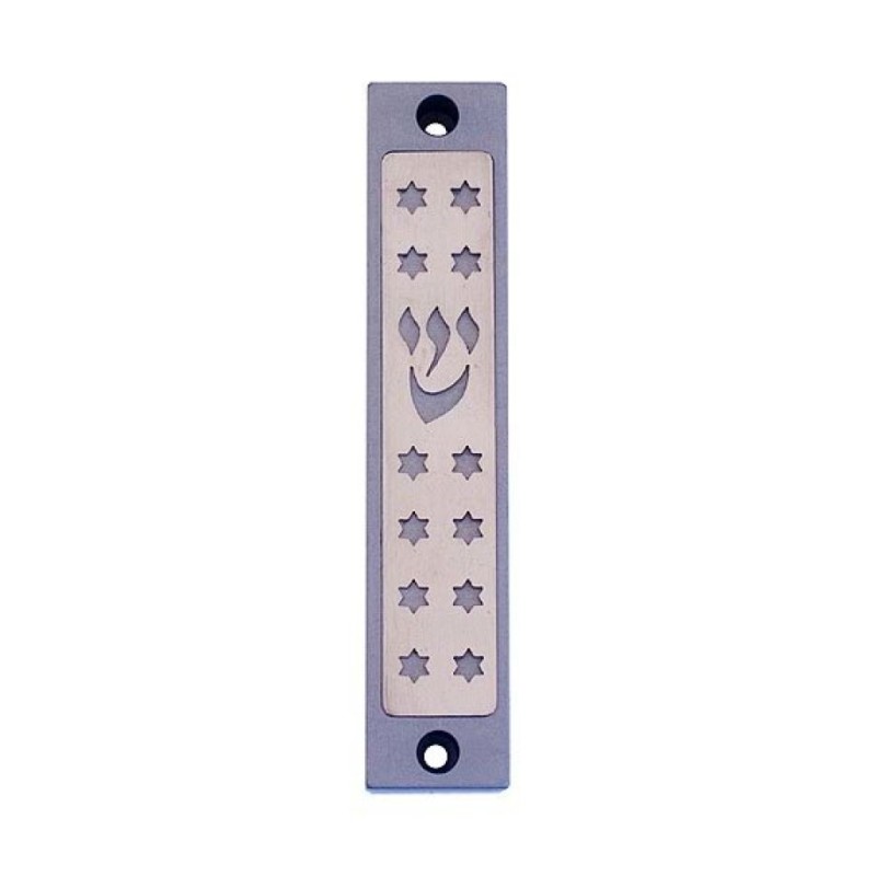 Agayof Mezuzah Case Twelve Stars of David in Li... | Aluminium Mezuzah